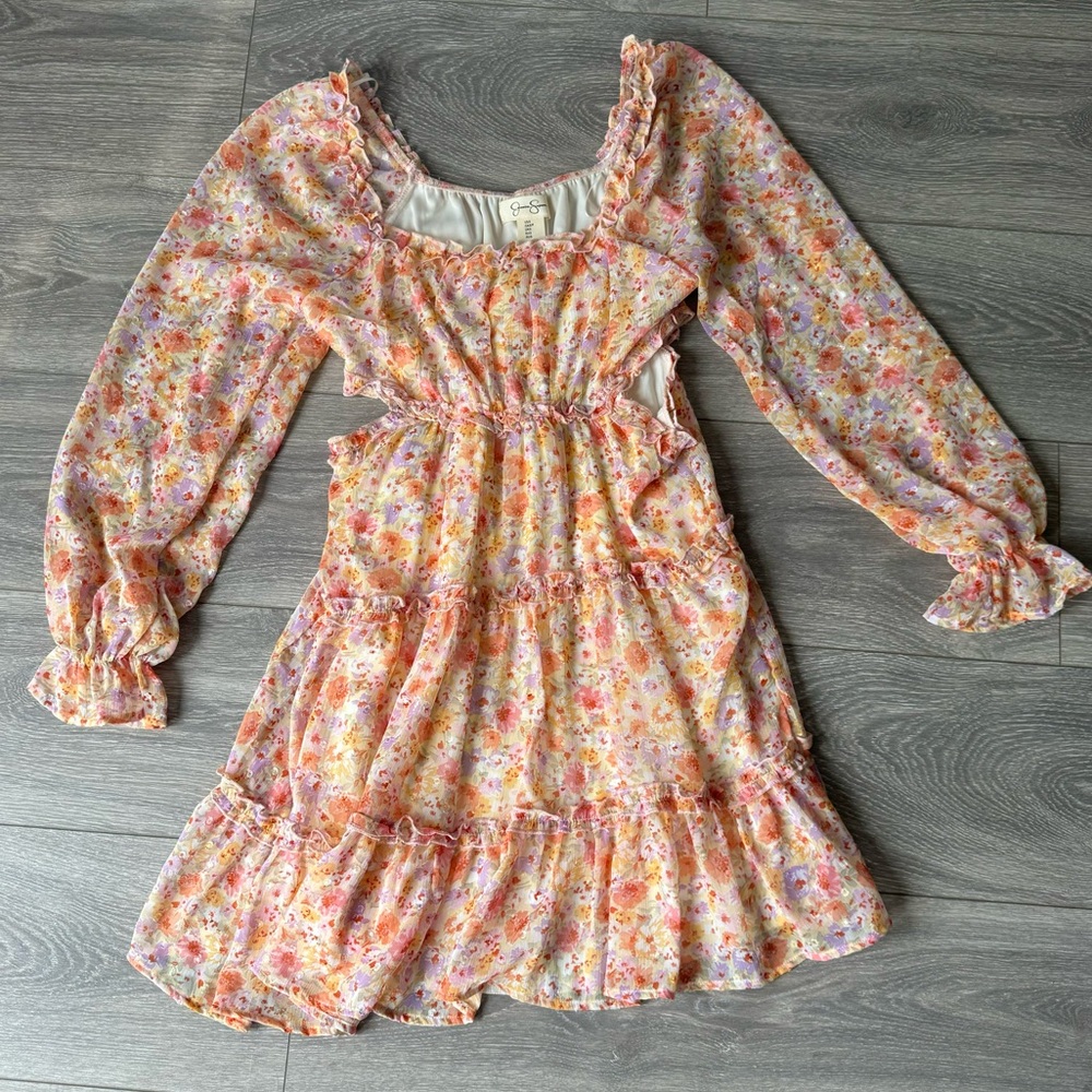 Jessica Simpson Orange Floral Above The Knee Dress